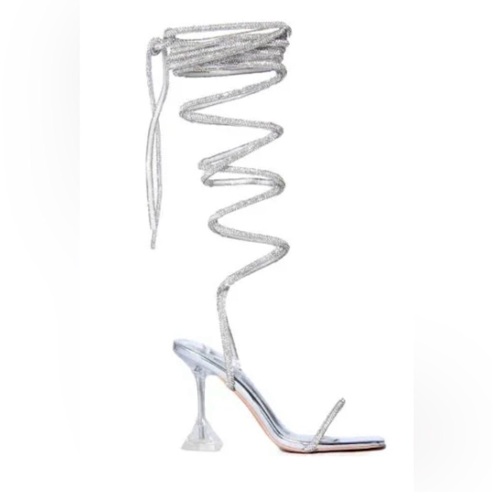 Azalea Wang Mia Crystal Embellished Wrap Sandal 8.5 women's